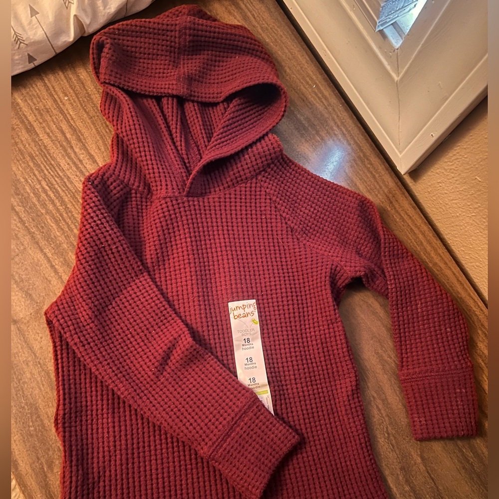 Burgundy Waffle Knit Hoodie